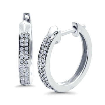 Half Eternity Hoop Earrings Round Simulated CZ 925 Sterling Silver (14mm)
